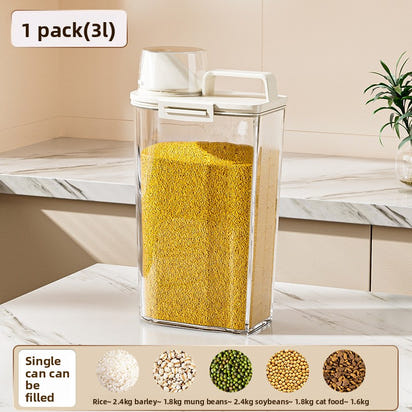 Airtight Rice Storage Container with Measuring Scale (1.8L–3L)