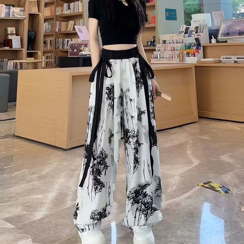 Women's wide-leg ice silk pants