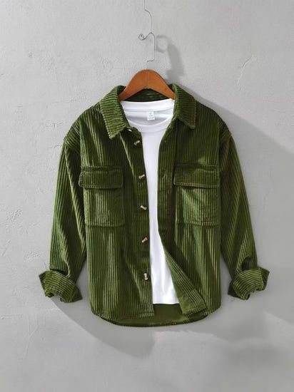 Retro corduroy long-sleeved shirt