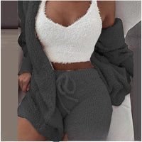 Women’s 3 Piece PJ Set – Tank Top Shorts & Cardigan
