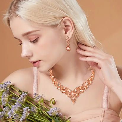 Crystal Necklace and Earrings Set for Women