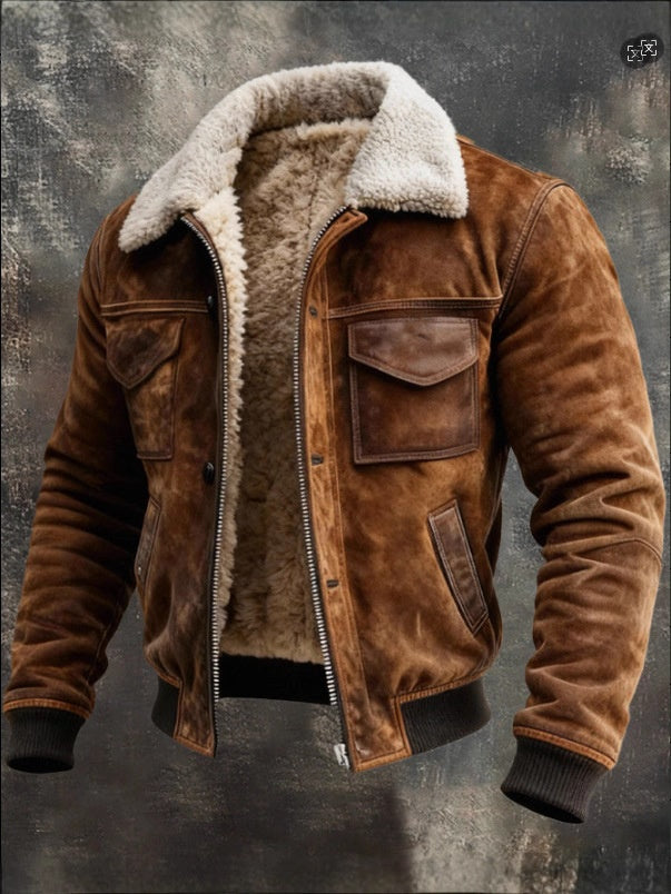 Retro Multi-Pocket Fleece Jacket