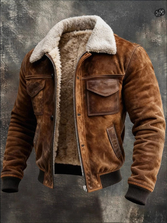 Retro Multi-Pocket Fleece Jacket