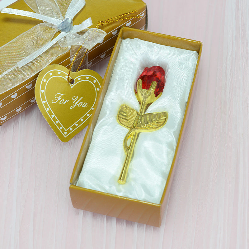 Crystal Rose Ornament in Gift Box - Elegant Keepsake Love Gift