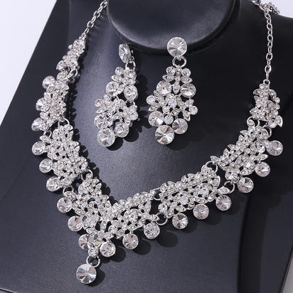 Luxury Rhinestone Necklace & Earrings Set | Crystal Bridal & Evening Jewellery
