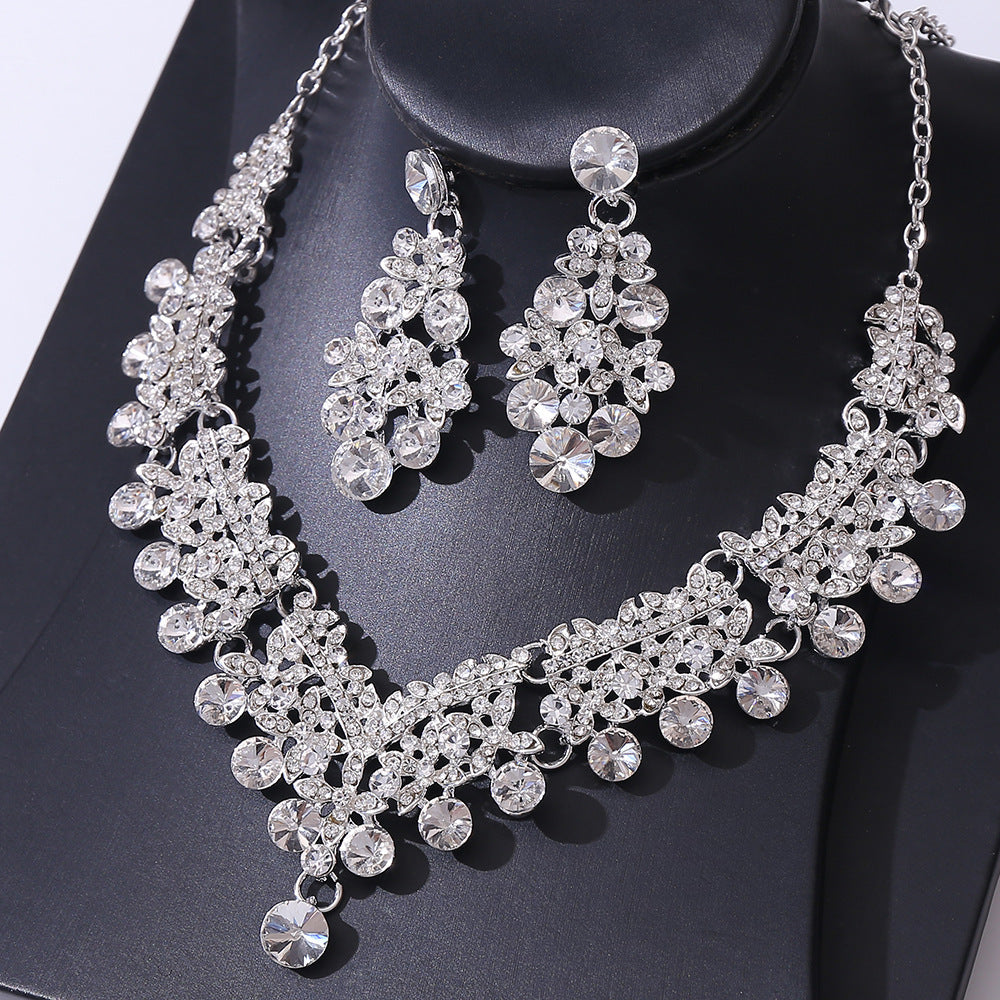 Luxury Rhinestone Necklace & Earrings Set | Crystal Bridal & Evening Jewellery