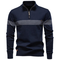 Mens Quarter Zip Sweater Cotton Slim Fit Stand Collar Jumper Casual Top