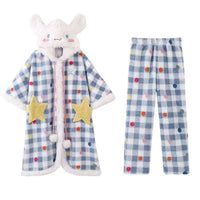 Ultra Warm Coral Fleece Hooded Pyjama Set & Robe – Winter Loungewear
