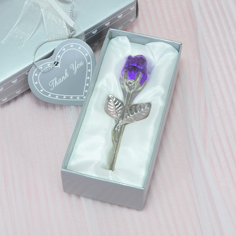 Crystal Rose Ornament in Gift Box - Elegant Keepsake Love Gift