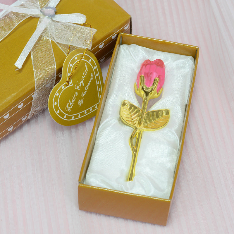 Crystal Rose Ornament in Gift Box - Elegant Keepsake Love Gift