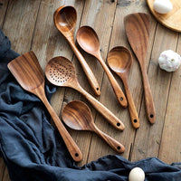 Wooden Kitchen Utensil Set with Holder | Eco Friendly Cooking Spoons & Spatulas