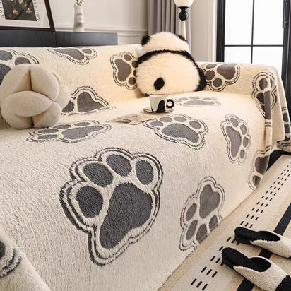 Soft Paw-Print Sofa & Bed Throw Blanket – Multi-Size Luxury Comfort