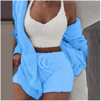 Women’s 3 Piece PJ Set – Tank Top Shorts & Cardigan