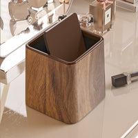 Mini Desktop Swing Lid Trash Can ? Wood Grain & Marble Finish | 15.3cm