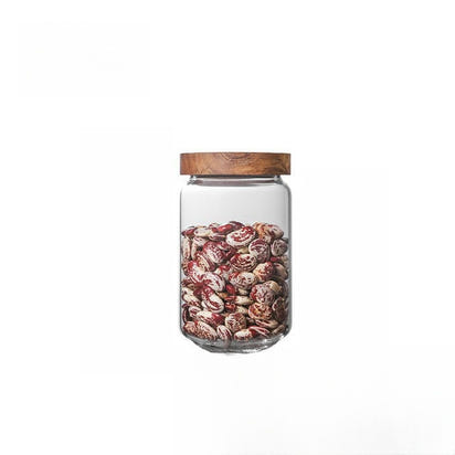 Minimal Glass Storage Jars with Acacia Wood Lid