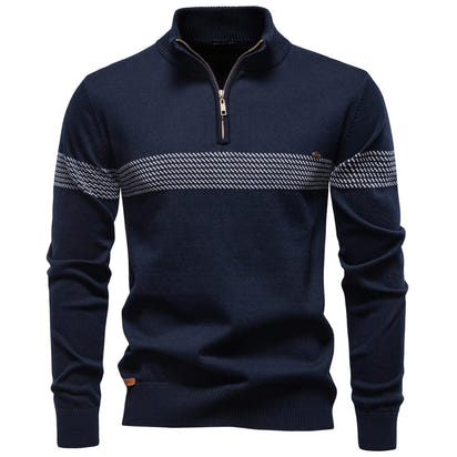 Mens Quarter Zip Sweater Cotton Slim Fit Stand Collar Jumper Casual Top