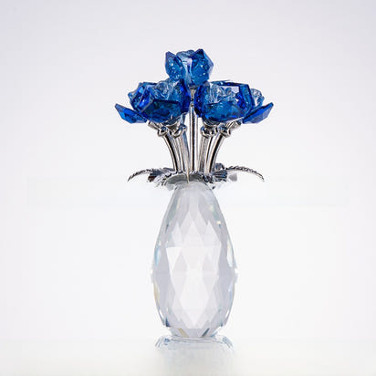 Large Crystal Flower Ornament Glass Rose Decoration Home Gift Red Pink Blue