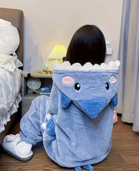 Shark Coral Fleece One-Piece Pajamas