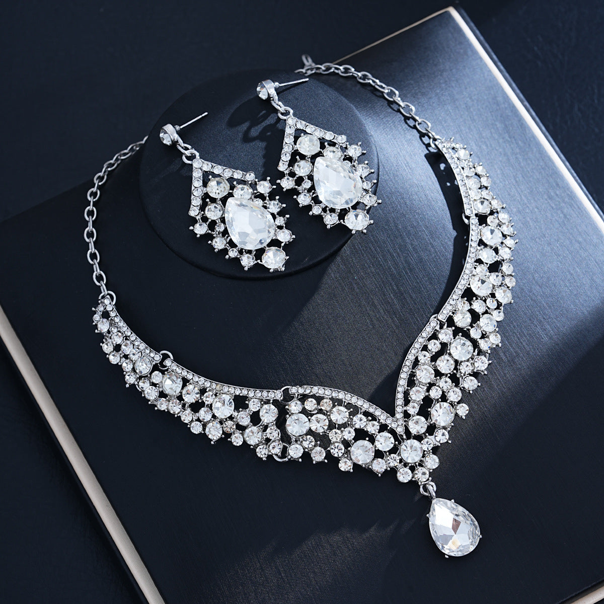 Crystal Statement Necklace & Matching Earrings Set