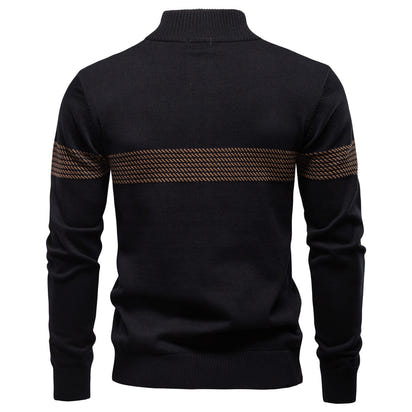 Mens Quarter Zip Sweater Cotton Slim Fit Stand Collar Jumper Casual Top