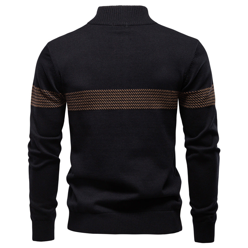 Mens Quarter Zip Sweater Cotton Slim Fit Stand Collar Jumper Casual Top