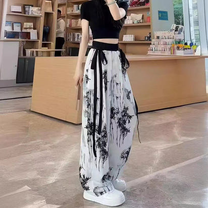 Women's wide-leg ice silk pants