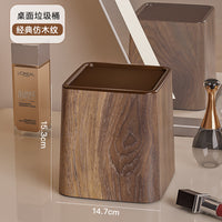 Mini Desktop Swing Lid Trash Can ? Wood Grain & Marble Finish | 15.3cm
