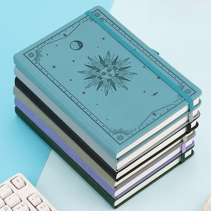 A5 Strap Notebook Gift Set sun and moon