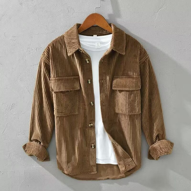 Retro corduroy long-sleeved shirt