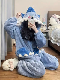 Shark Coral Fleece One-Piece Pajamas