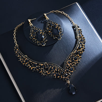 Crystal Statement Necklace & Matching Earrings Set