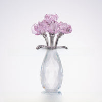 Large Crystal Flower Ornament Glass Rose Decoration Home Gift Red Pink Blue