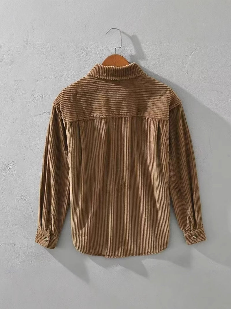 Retro corduroy long-sleeved shirt