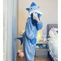 Shark Coral Fleece One-Piece Pajamas