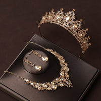 Vintage Gold Crown Bridal Headdress and Necklace Set