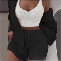 Women’s 3 Piece PJ Set – Tank Top Shorts & Cardigan