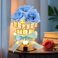 LED Crystal Rose Table Lamp 3 Colors Dimmable Magic Cube Rose Creative Atmosphere Lights Bedroom Bedside Decor Lighting Gift ﻿
