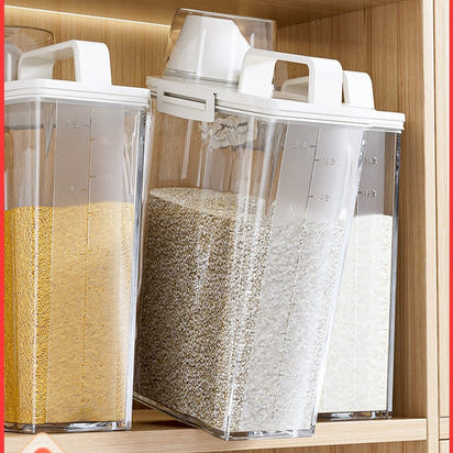 Airtight Rice Storage Container with Measuring Scale (1.8L–3L)