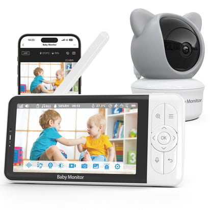 Baby Monitor with Camera 5? Screen Night Vision Pan Tilt Two-Way Audio
