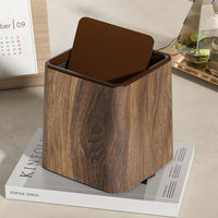 Mini Desktop Swing Lid Trash Can ? Wood Grain & Marble Finish | 15.3cm