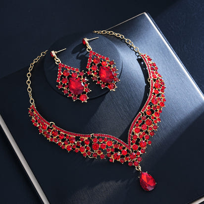 Crystal Statement Necklace & Matching Earrings Set