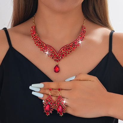 Crystal Statement Necklace & Matching Earrings Set