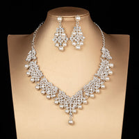 Luxury Rhinestone Necklace & Earrings Set | Crystal Bridal & Evening Jewellery