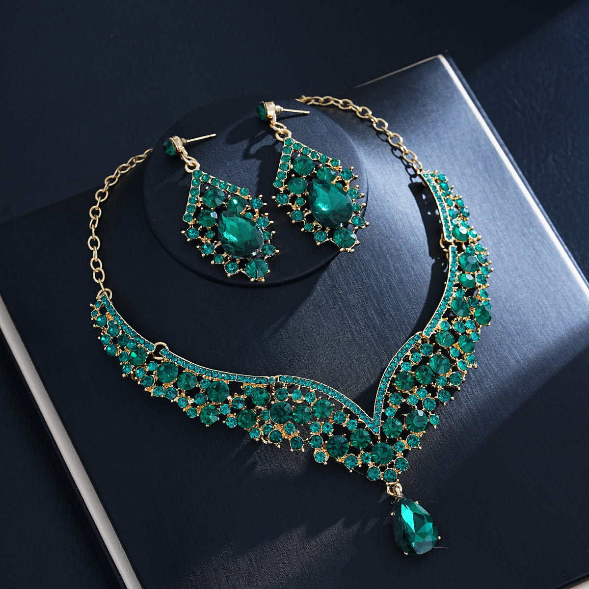 Crystal Statement Necklace & Matching Earrings Set