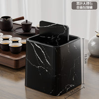 Mini Desktop Swing Lid Trash Can ? Wood Grain & Marble Finish | 15.3cm