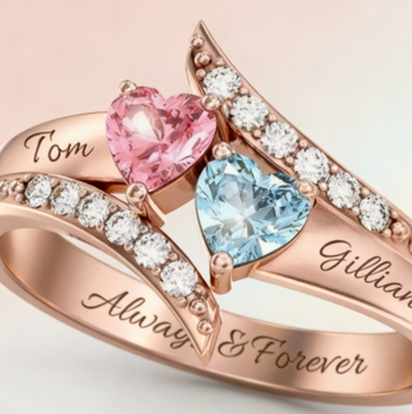 Personalized Engraved Zircon Ring