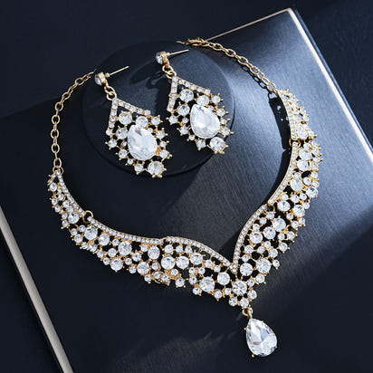 Crystal Statement Necklace & Matching Earrings Set