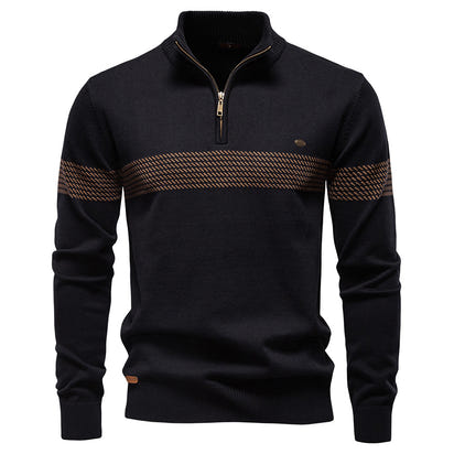Mens Quarter Zip Sweater Cotton Slim Fit Stand Collar Jumper Casual Top