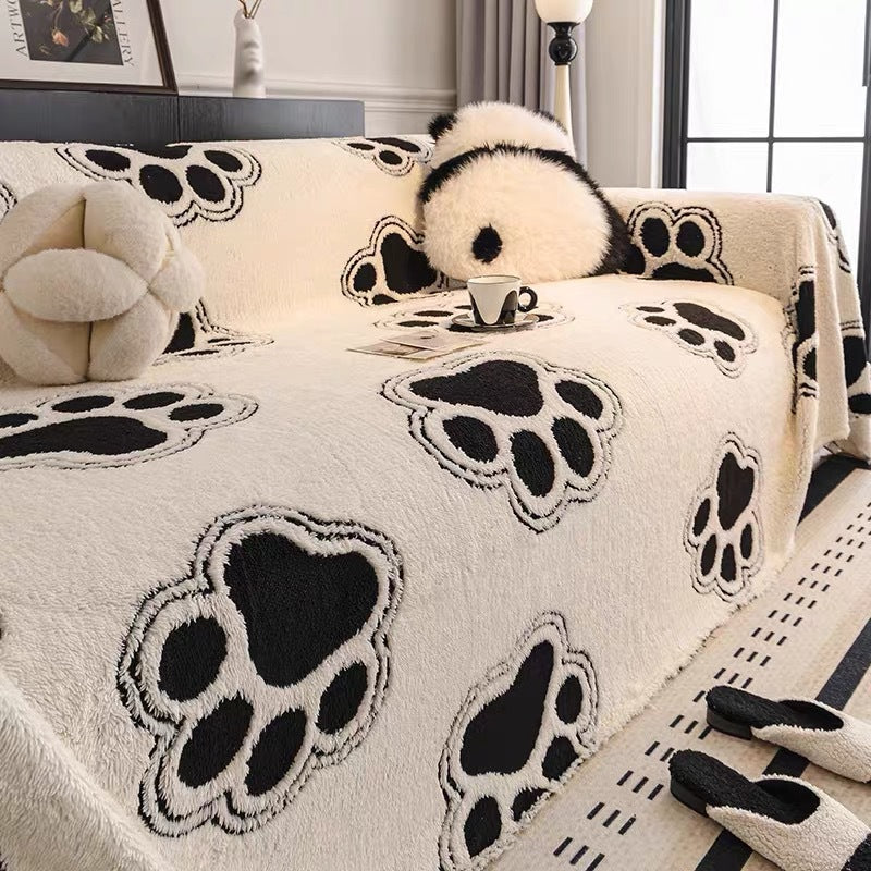 Soft Paw-Print Sofa & Bed Throw Blanket – Multi-Size Luxury Comfort
