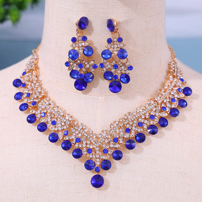 Luxury Rhinestone Necklace & Earrings Set | Crystal Bridal & Evening Jewellery